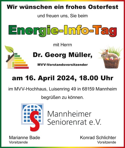 Einladung: Energieversorgung & Energiepolitik. Veranstaltung mit Dr. Georg Müller, Vorstandsvorsitzender der MVV Energie AG